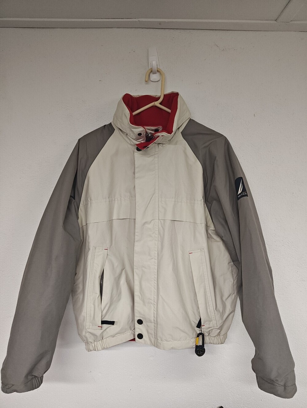 Vintage Nautica Reversible Jacket Mens M Tall 90s Y2K Fleece Sailing Compass